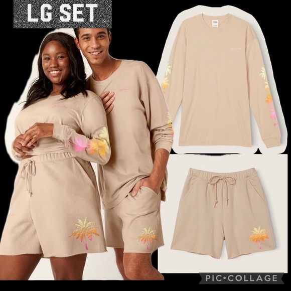 Vs PINK dad shorts long sleeve campus tee hummus floral logo - Picture 15 of 16